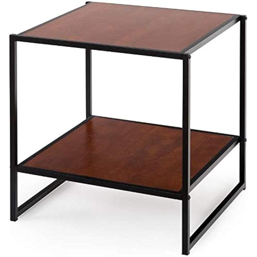 ZINUS Modern Studio Collection Night Table Dane Red Mahogany Width 51 x Depth 51 x Height 51 cm Side Table Steel Frame | Bed Easy to Assemble Tools Included ZINUS | Japanese Genuine Product ET-2020Q