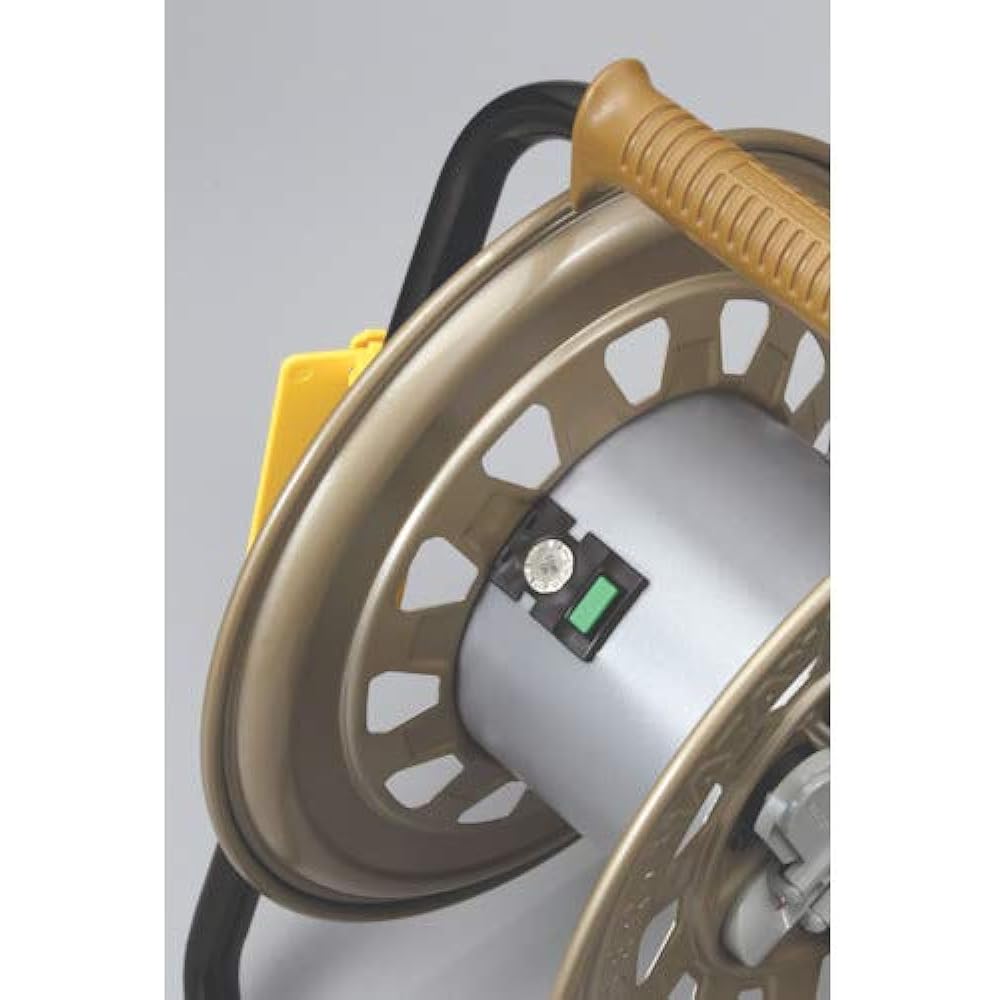 HATAYA Cord Reel, Indoor 100V Type, Cord 50m, Thickness 2.0㎟, Standard Type, Built-in Temperature Sensor, 4 Outlets, Outlet Dustproof Cap, Built-in Pilot Lamp, For Home Use, Factory Use, Construction Sites, Sun Tiger Reel GT-50