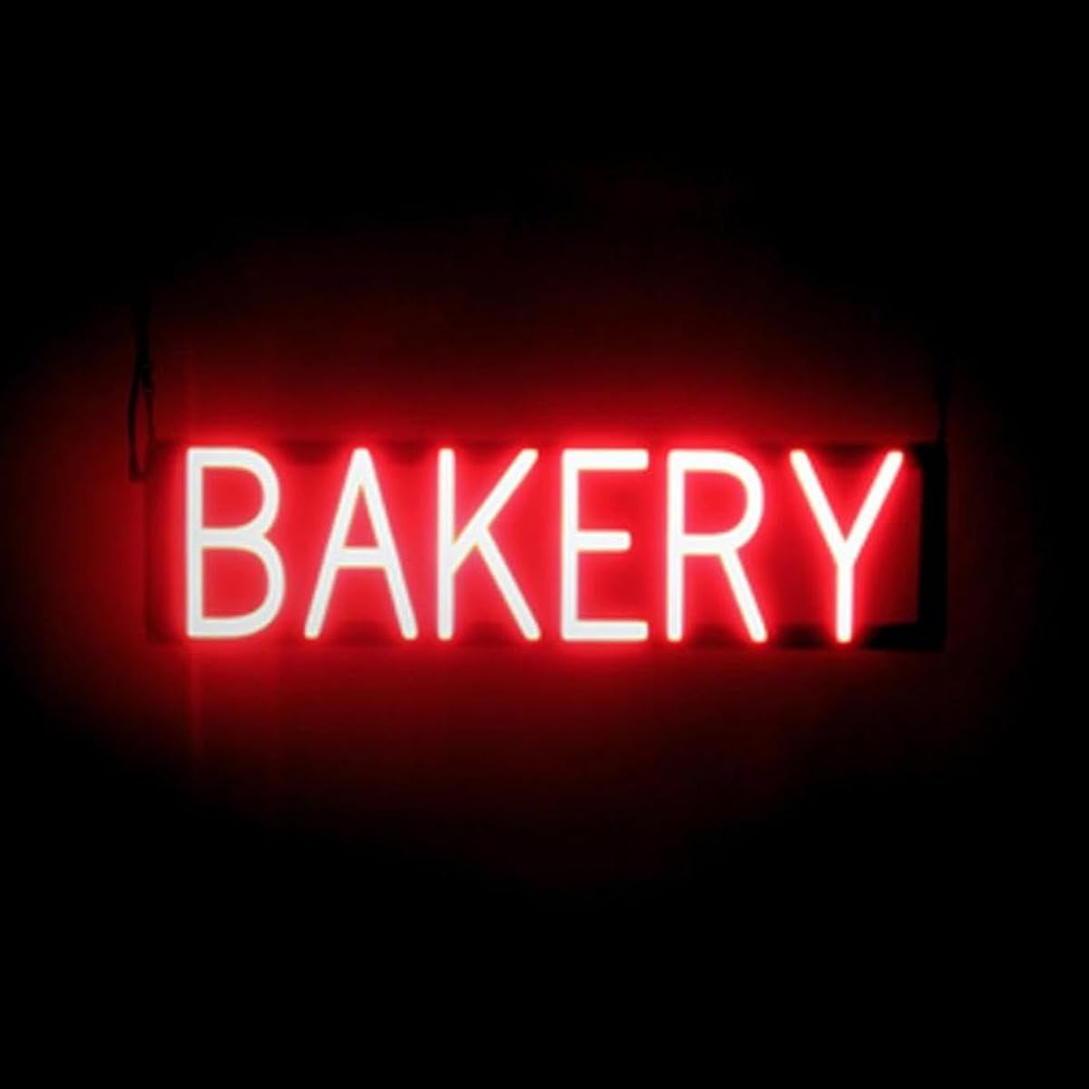 SpellBrite BAKERY Neon LED Sign for Bakeries - 24.4" x 6.3" Super Bright, Energy Efficient, Long-Life LEDs. Visible Indoors from 500+ Feet with 8 Animation Settings (Red)