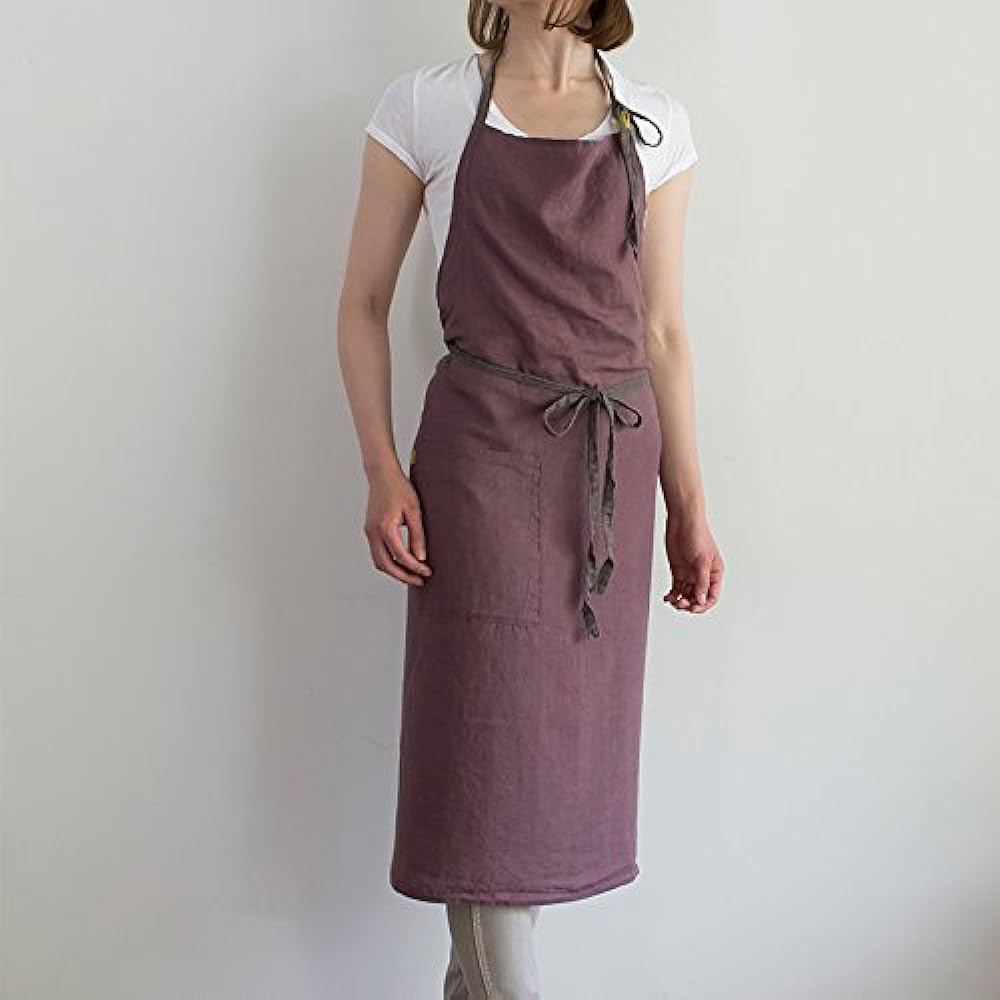 Linen full apron Manon <Vintage Mauve> A278 [Lino e Lina/Lino e Lina] Mustard