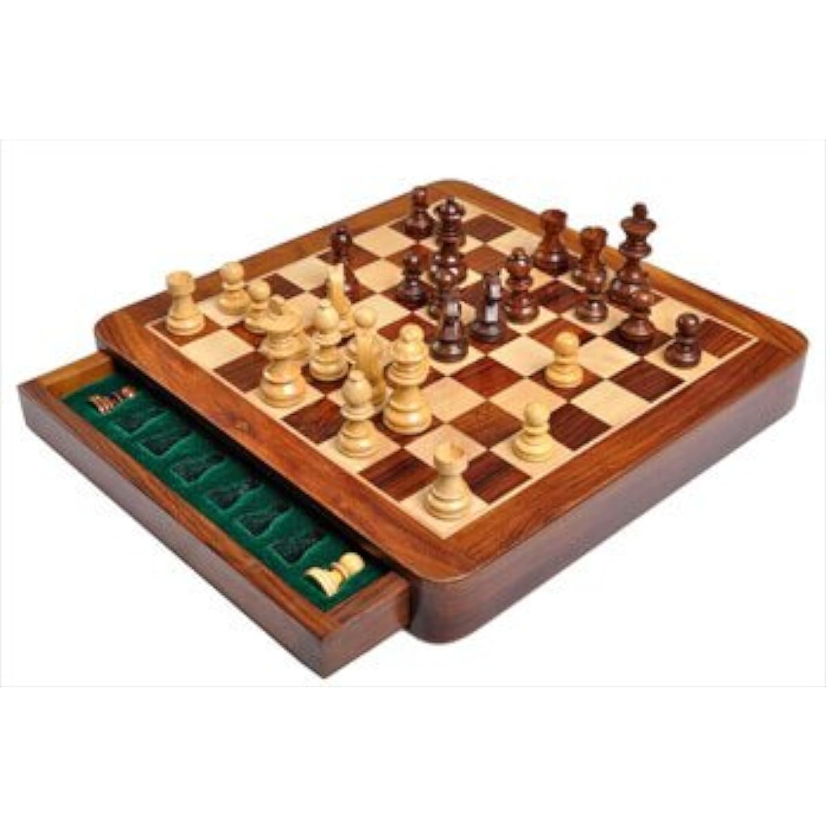 The House of Staunton Square Wooden Magnetic Travel Chess Set - 12 "