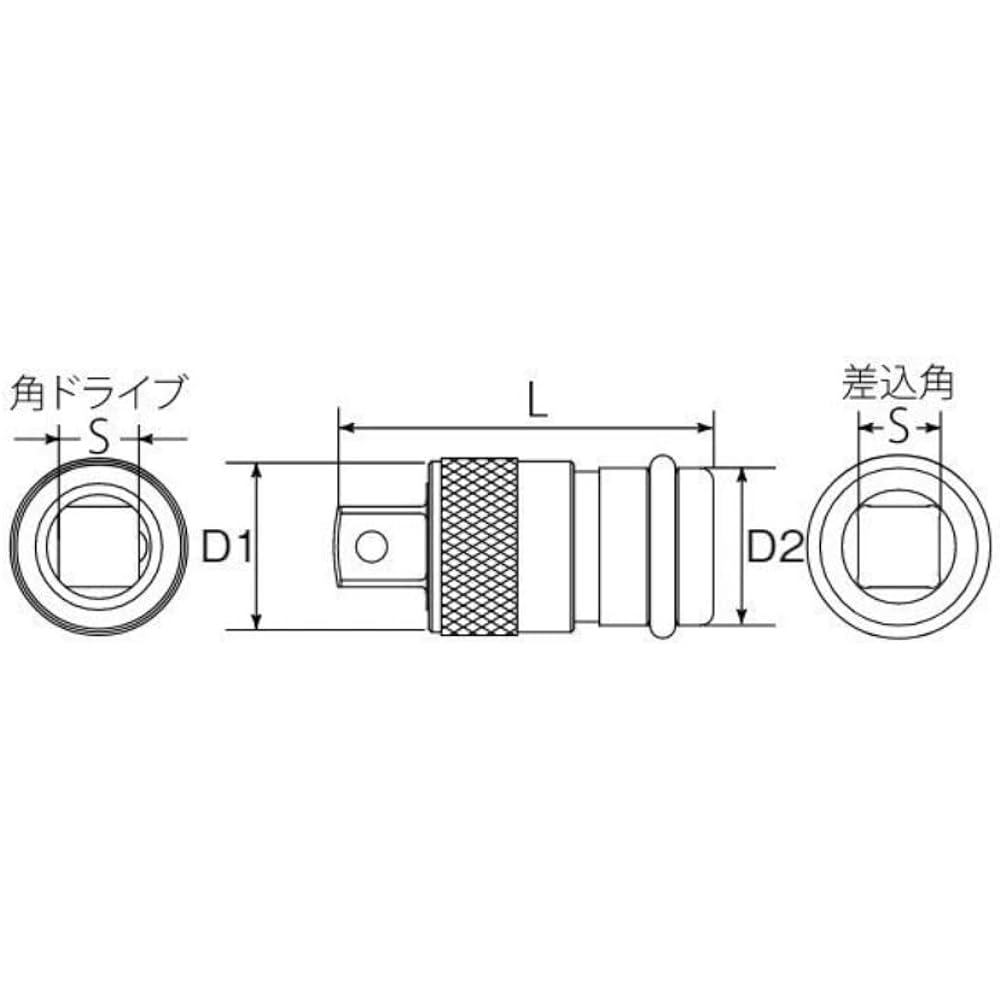 Top (TOP) One-touch adapter for impact, 6 arcmin drive angle, no O-ring or pin required *2 pieces EPA-6 Tsubame-Sanjo Made in Japan