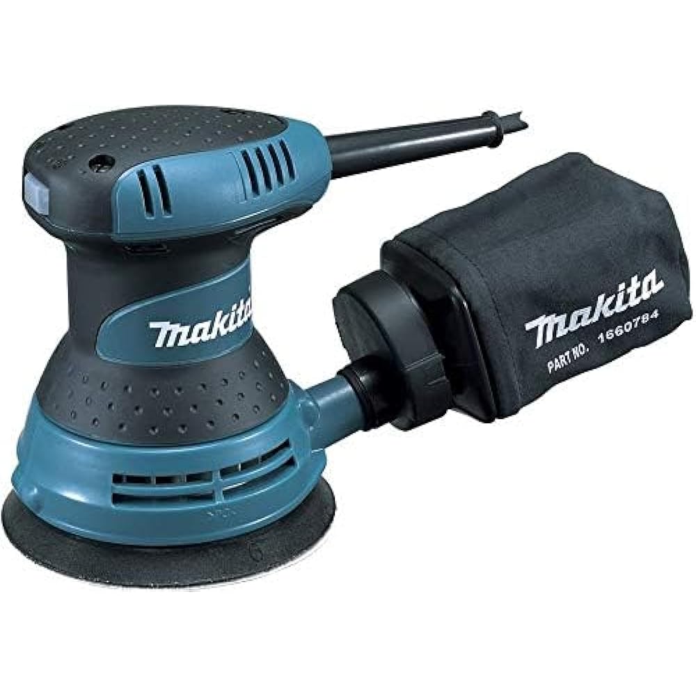 Makita Random Orbit Sander Paper Dimensions 125mm Power Cord Type Dust Bag Sanding Disc (Grain Size #60, #120, #240 5 Pieces Each) BO5030