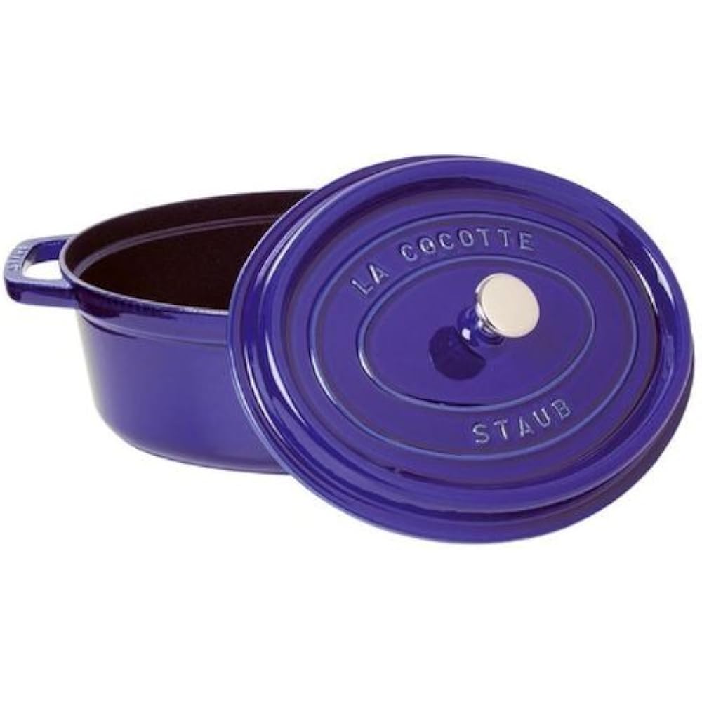 Staub "Pico Cocotte Oval Gran Blue 27cm" Large Hand Cast Enamel Pot IH Compatible [Authorized Japanese Product] La Cocotte Oval 40510-269