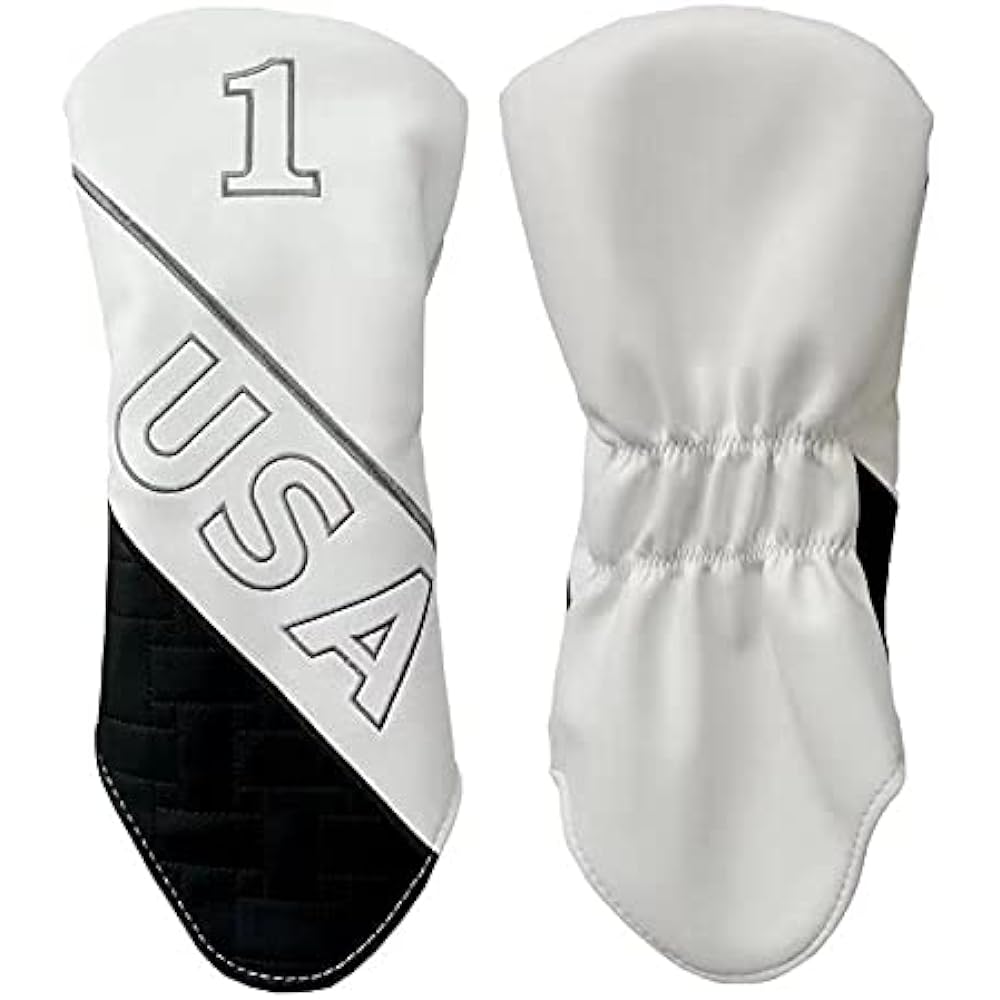 Golf head cover, driver cover, wood cover, utility cover, UT cover, 4-piece set, No. 1, No. 3, No. 5, No. H USA