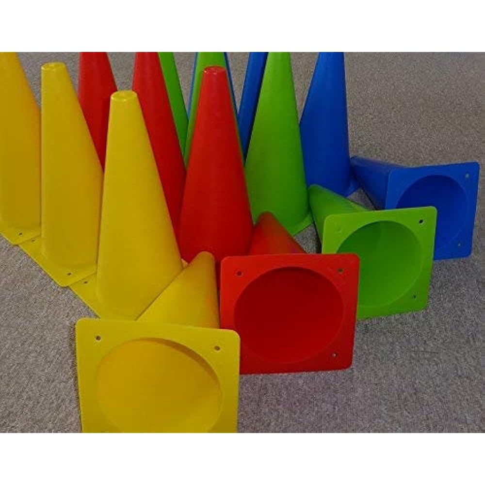 Aoakua 32cm Marker Cone Color Triangle Cone Training Cone (4 each) Set of 16