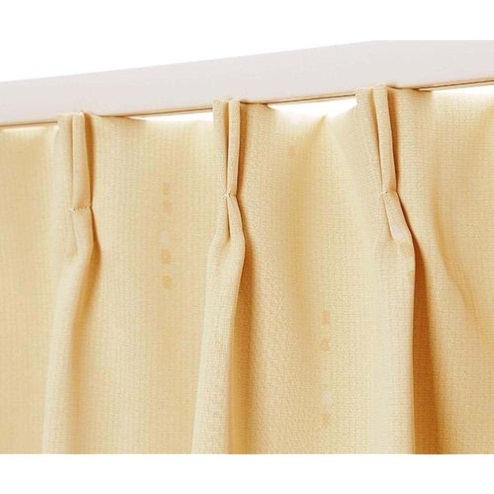 [Flame retardant/light blocking class 1] Drape curtain *Lexus (yellow) Width 150 x Length 135 cm Set of 2 thick fabrics