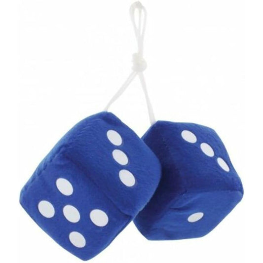 7.6cm Fuzzy Dice Blue with White Dots