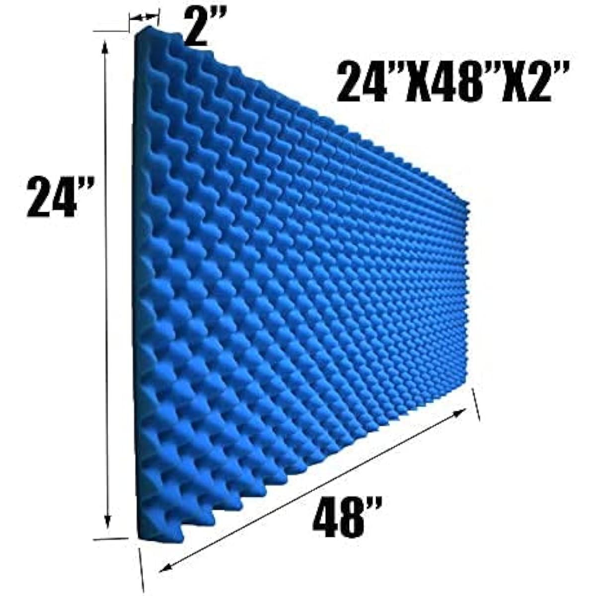 Frcevzoie 2 Pack Acoustic Panels 24" x 48" x 2" Egg Crate Foam Soundproofing Foam Wall Panel Noise Canceling Foam Studio Foam Panel High Density Acoustic Foam Wedge Soundproofing Pad for Walls Blue