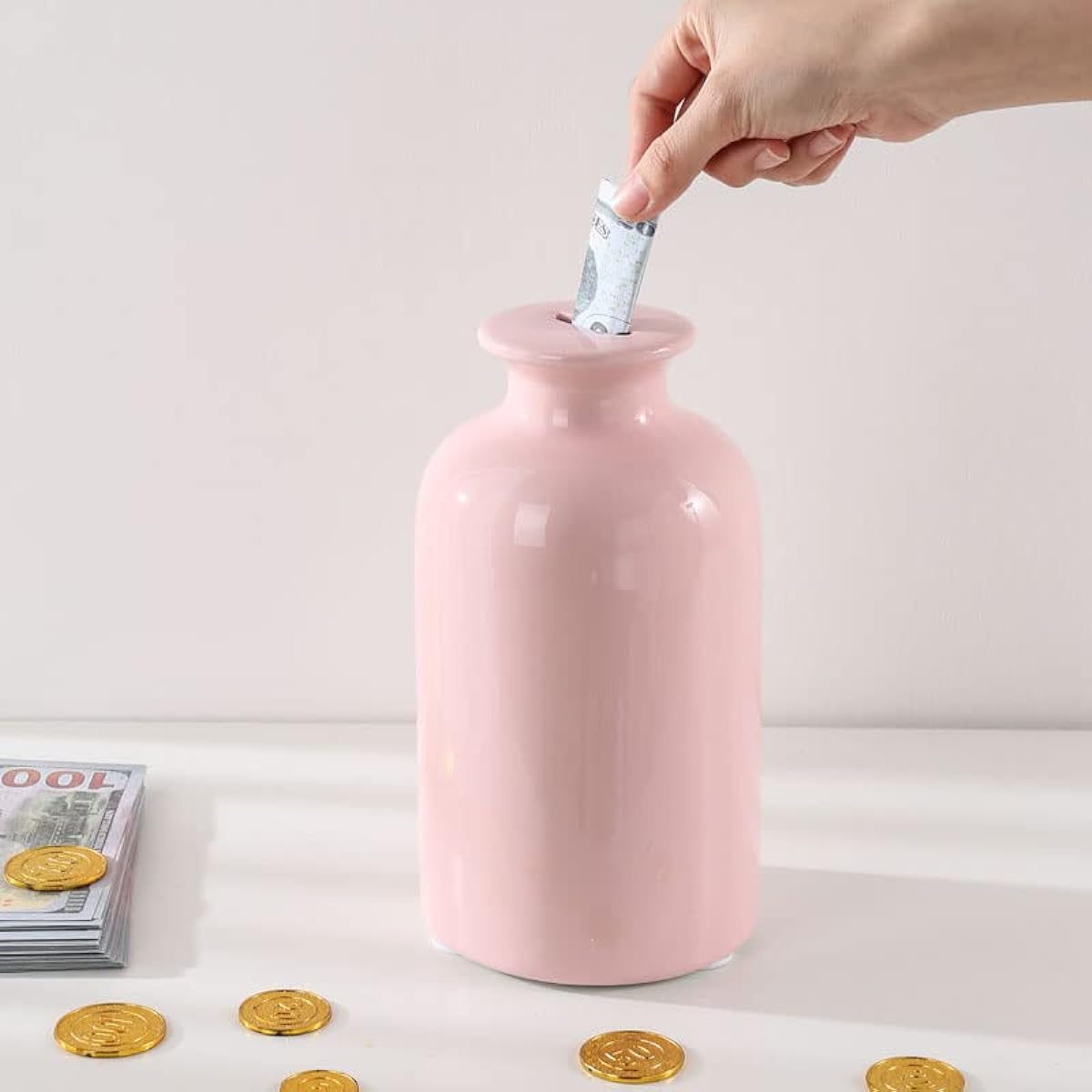 PIG WORLD Ceramic Piggy Bank for Adults, Must be Broken to Open, Alcancias De Dinero Para Adult, Piggy Bank for Boys, Piggy Bank for Kids, Real Piggy Bank, Coin Bank, Cash Savings, Money Box for Girls