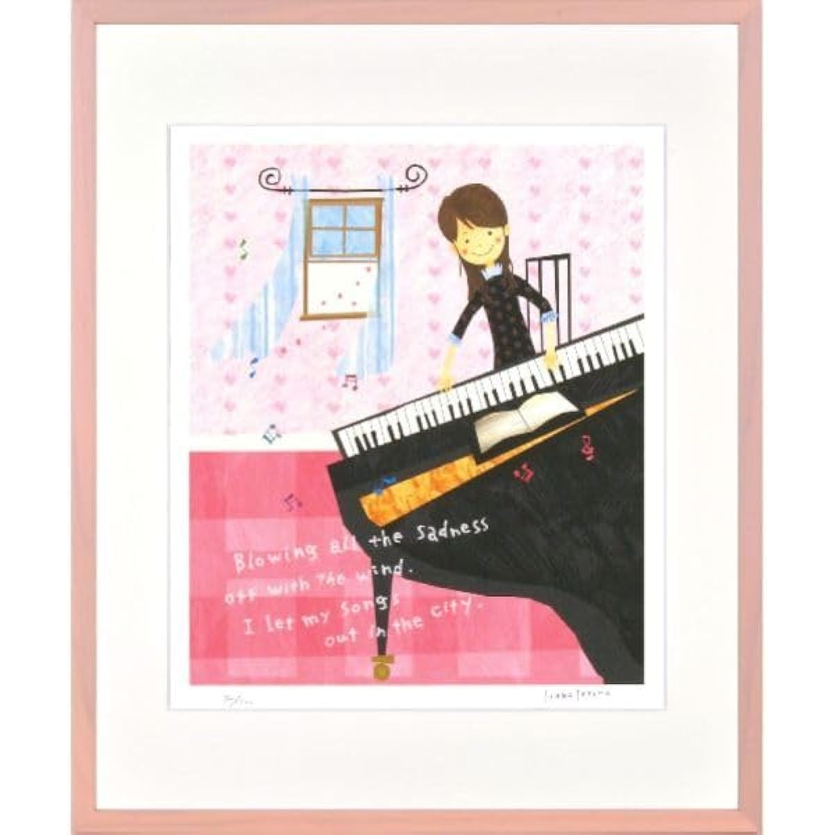 Tatsuo Hari "One Spring Day" Giclee Painting Limited to 300 copies Framed Portrait Music Instrument Performance Piano DG-HT199