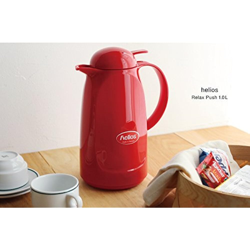 helios Helios Relax Push Glass Tabletop Thermos 1L (Red)