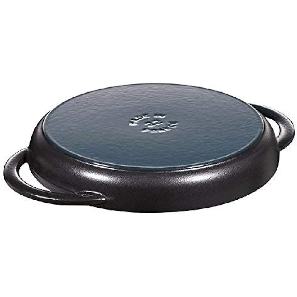 staub "Pure Grill Round Black 22cm" Grill Pan Both Hands Cast Enamel IH Compatible [Authorized Japanese Product] Grill & Frying Pan 40511-520