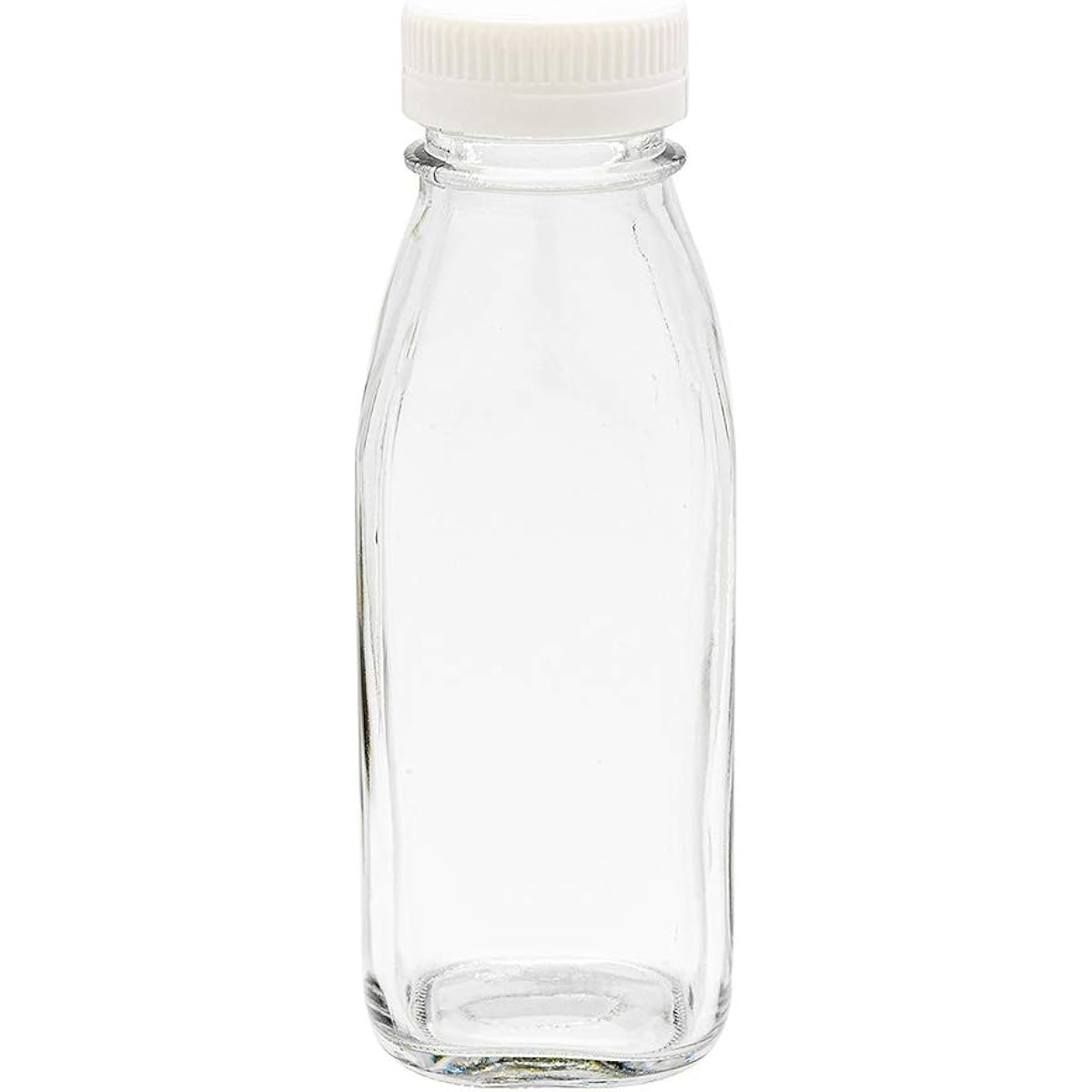 Restaurant ware French Countryside 10oz Juice Bottles, 10 Square Juice Bottles - Reusable Clear Glass Juice Storage Bottles with Tamper Evident Caps for Smoothies, Milk Tea and More