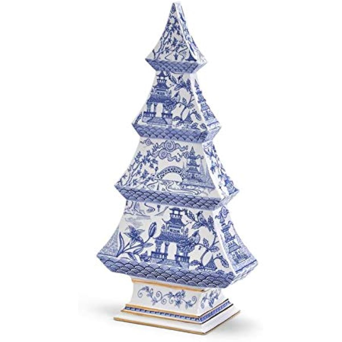 Two's Company Blue and White Christmas Tree Figurine