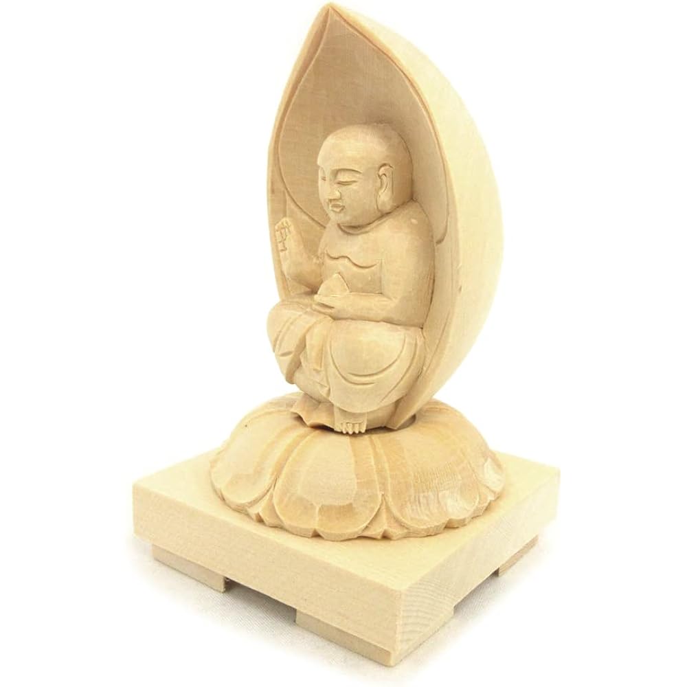 Kurita's special Buddha statue [Bodhisattva] Jizo in the womb (total height 10cm, width 6.5cm, depth 6cm) High quality wood carving made of cypress wood, square base 9451
