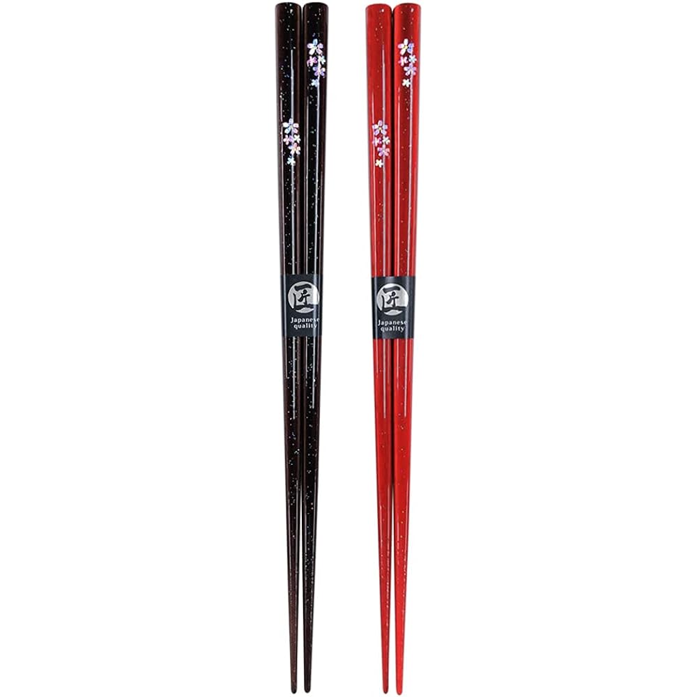 Couple chopsticks, Teruyazakura, unisex size, black, red, dishwasher safe, with design paulownia box and wrapping, wooden wedding ceremony, wooden wedding celebration, wedding anniversary gift, celebration present [152]