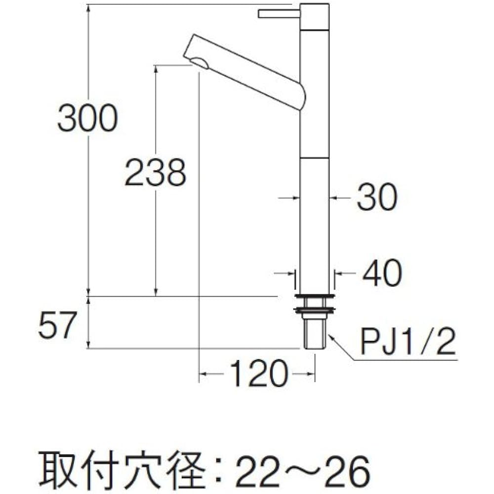 Sanei faucet fittings [Y5075H-13] Standing faucet