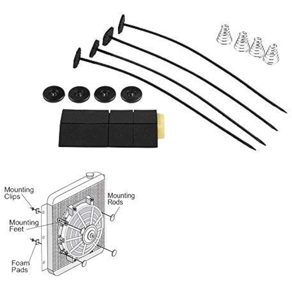 LTI-DIRECT Universal Fan Mount Kit 7" 9" 10" 12" 14" 16" Electric Slim Fan Plastic Push Through Radiator Tie Straps (4 Pack)