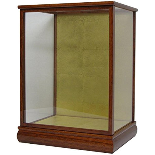 Doll case, checkered doll case, width 36cm, depth 27cm, height 36, 46, 52, 56cm (glass dimensions), glass case, wooden, with door, zelkova lacquer, for Hakata dolls, for Japanese dolls (height 46cm)