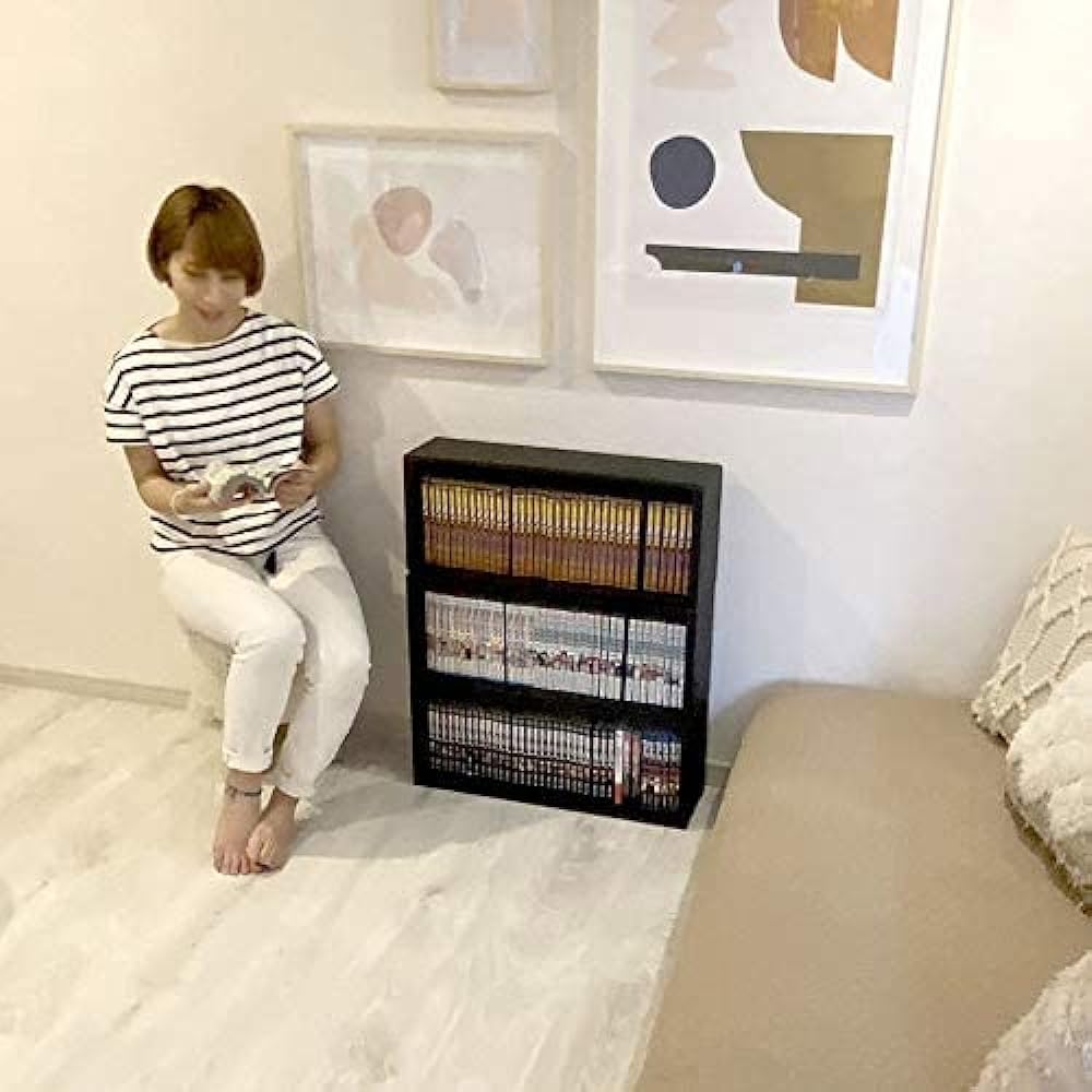 HOWAY Comic Rack (Black) | Cardboard Storage Furniture Storage Box Shelf Bookshelf Bookcase