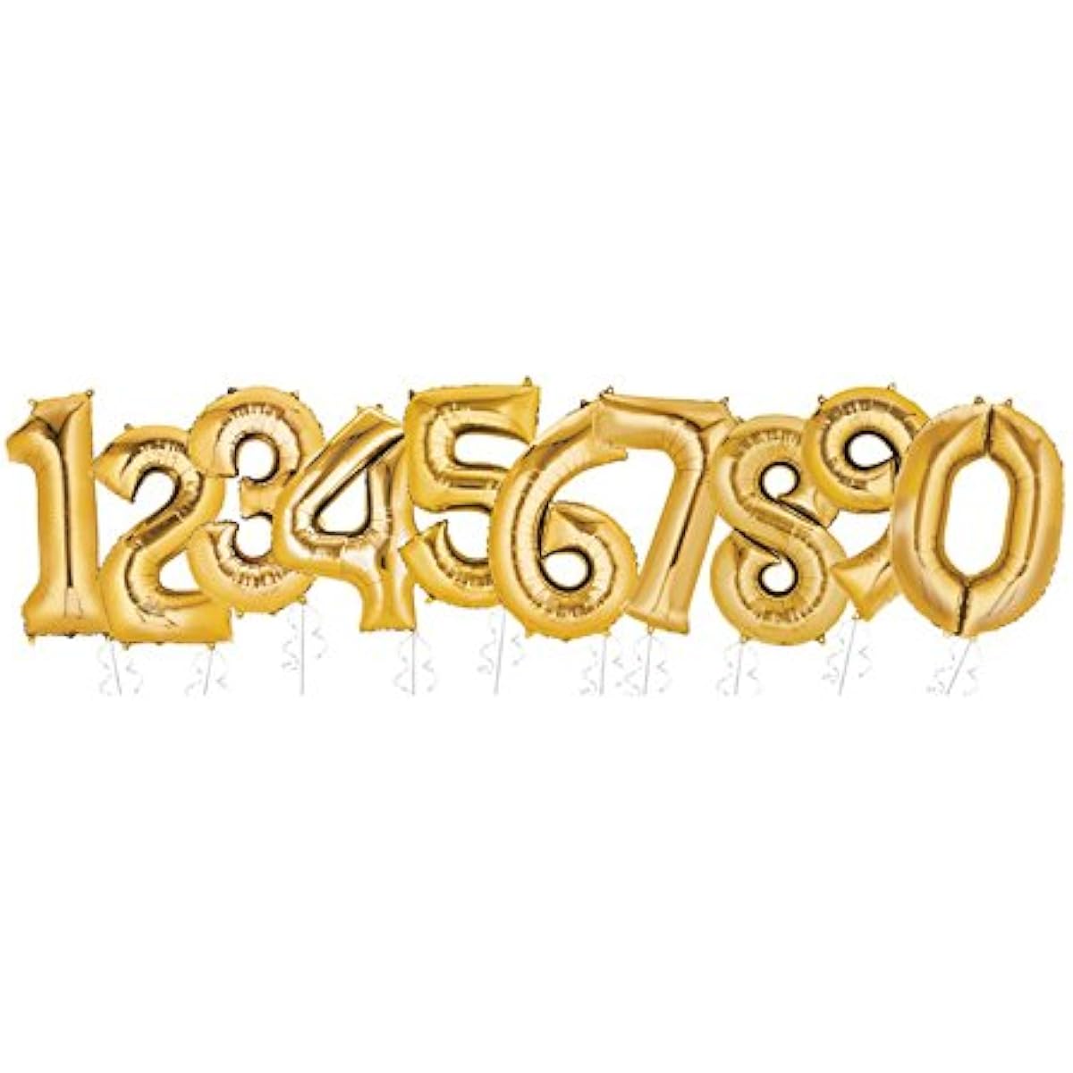 AEC? Easy Helium Air Foil Mylar Toy Letter Balloon Party Wedding Anniversary Celebration (All Number Sets-0~9 Gold)