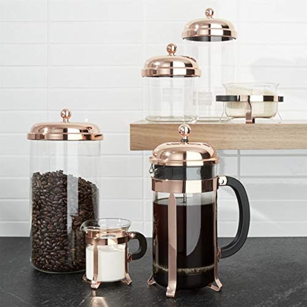 BODUM Tabletop Sugar Container Milk Container CHAMBORD Sugar & Creamer Copper Heat Resistant Glass Coffee Tea [Genuine Product] 4922-18