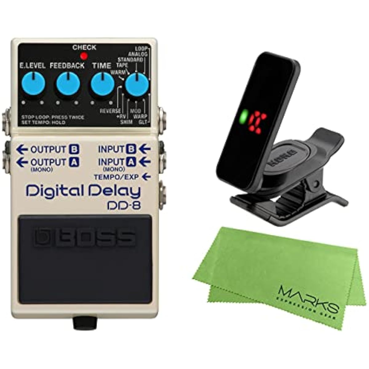 BOSS - Effector Digital Delay DD-8 + KORG Pitchclip 2 PC-2 + Marks Original Cross Set
