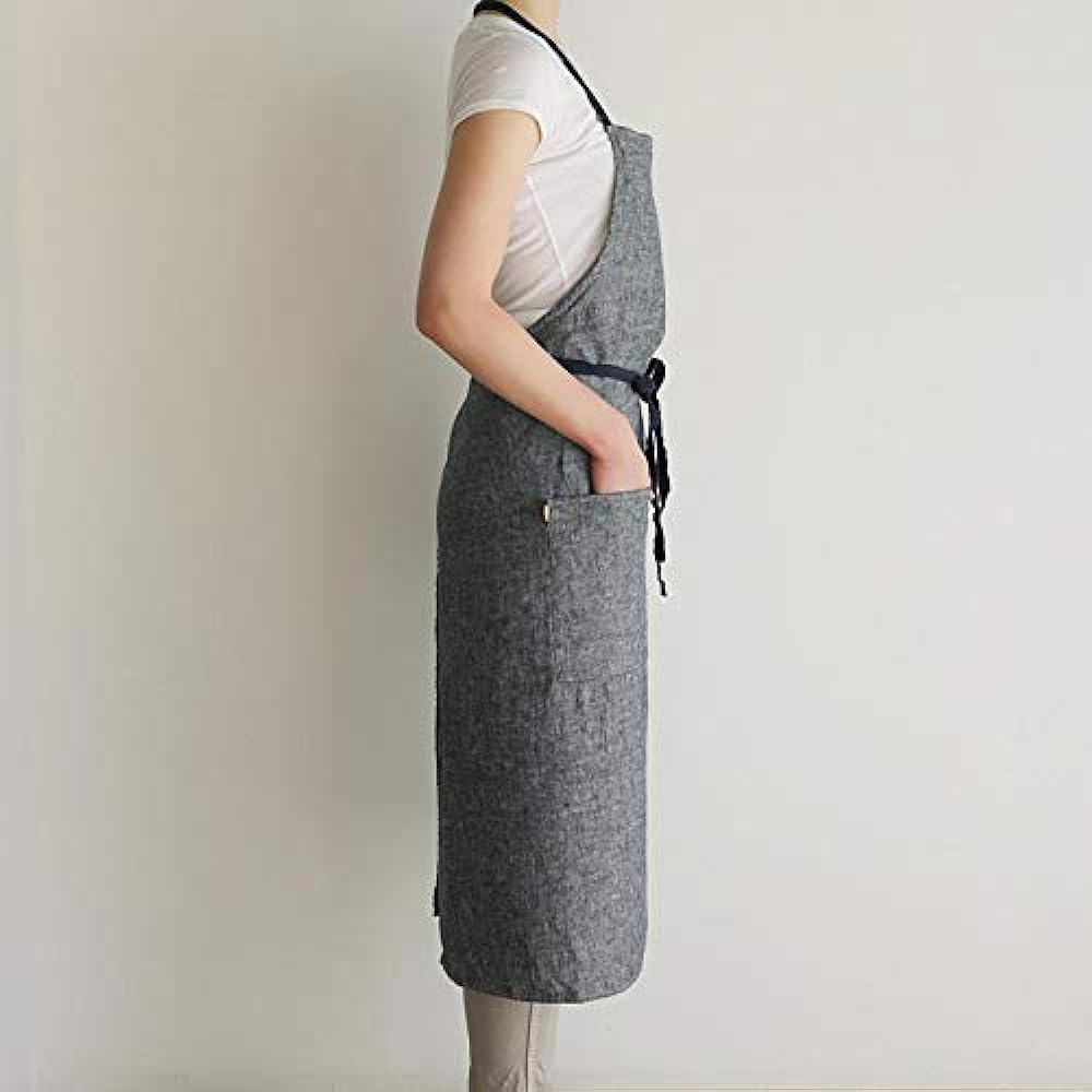 Linen full apron Manon <Blue Pastoral> A304 [Lino e Lina/Lino e Lina] Free Size