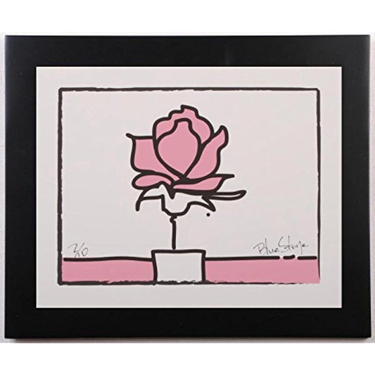 Blue Stone "POP Rose 2 PINK" Rose Painting Flower Pop Art Print Giclee Framed