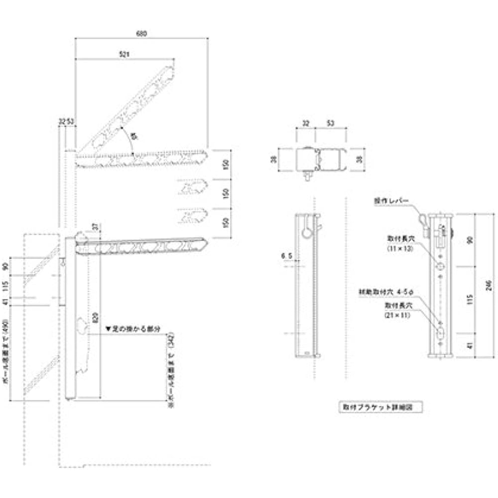 Shinkyowa Balcony Clothes Drying Hardware Vertical Storage Pole Type SK-70ASLP-SLC Silver