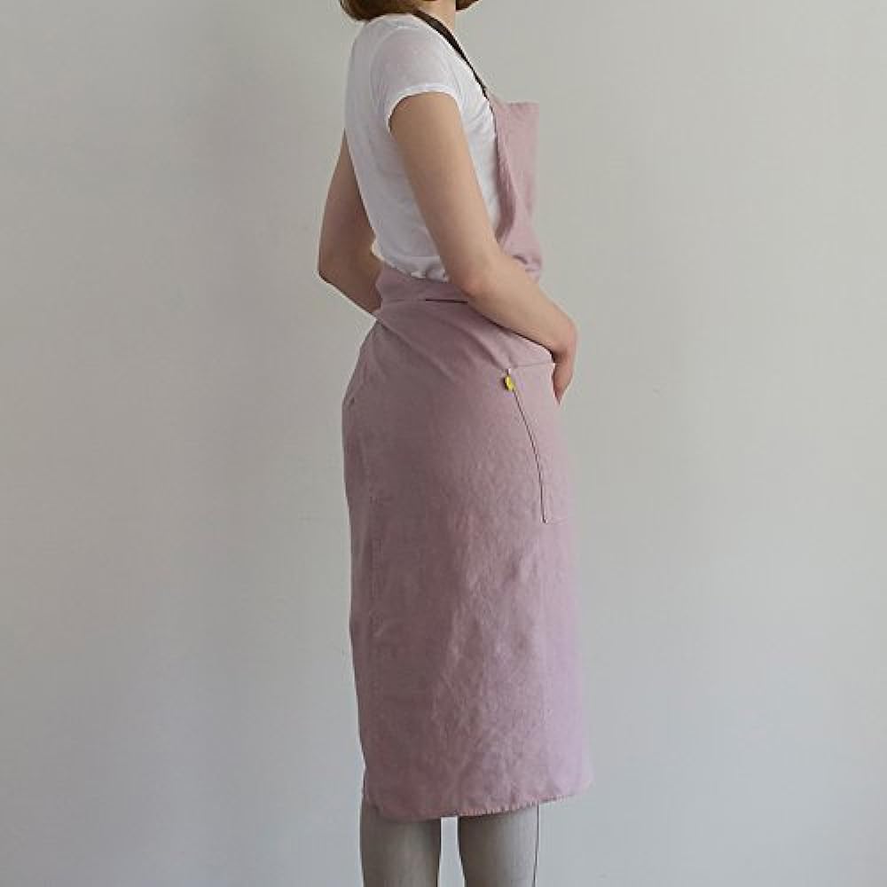 Linen full apron Manon <Ruby> A277 [Lino e Lina/Lino e Lina] Mustard W100 x L100 cm