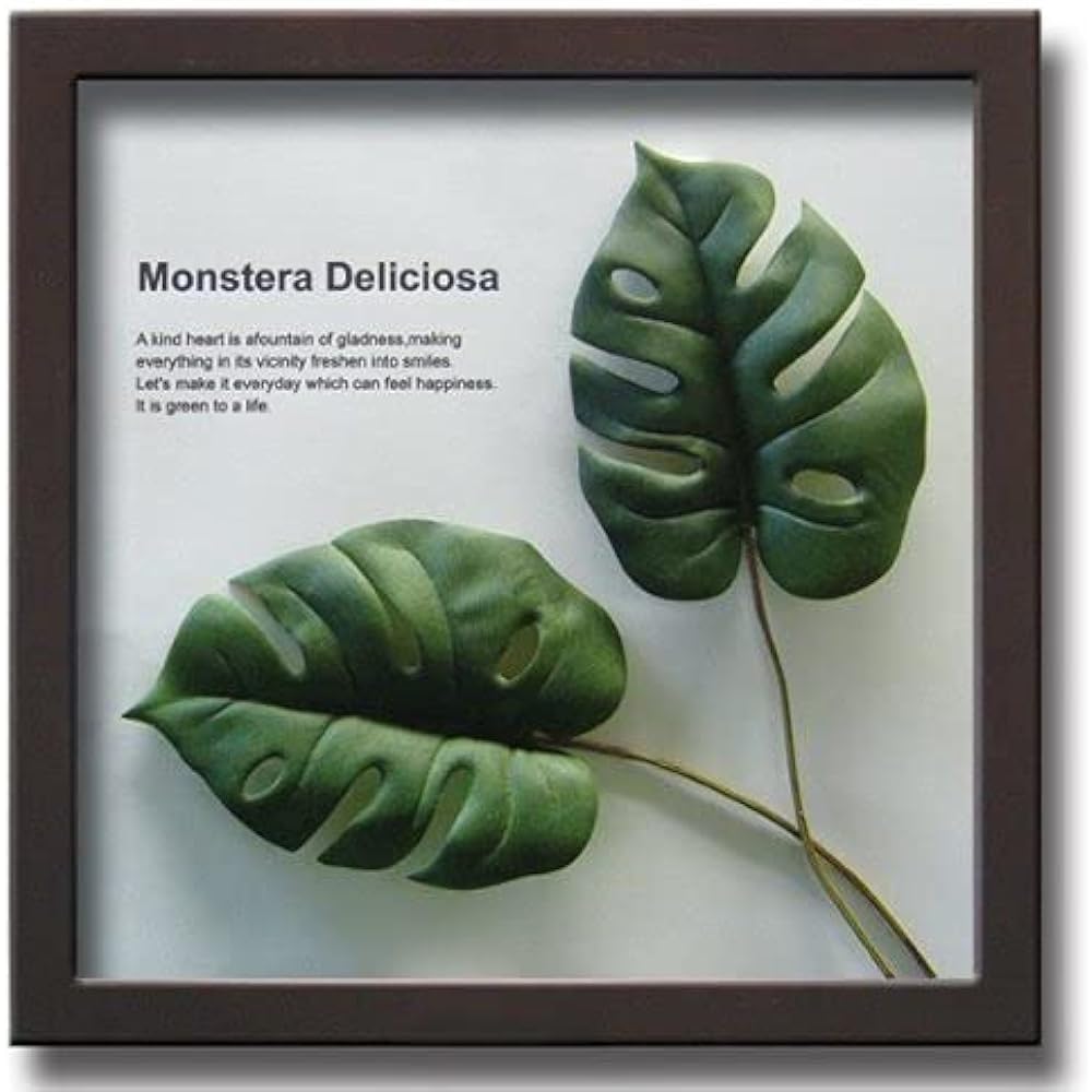 Leaf Panel Made in Japan Handmade Monstera Deliciosa 2 Ayuwara Decorating Instructions Included Painting Interior Wall Hanging Framed Leaf Panel Art Panel Living Room Entrance Present Modern Art Frame Stylish