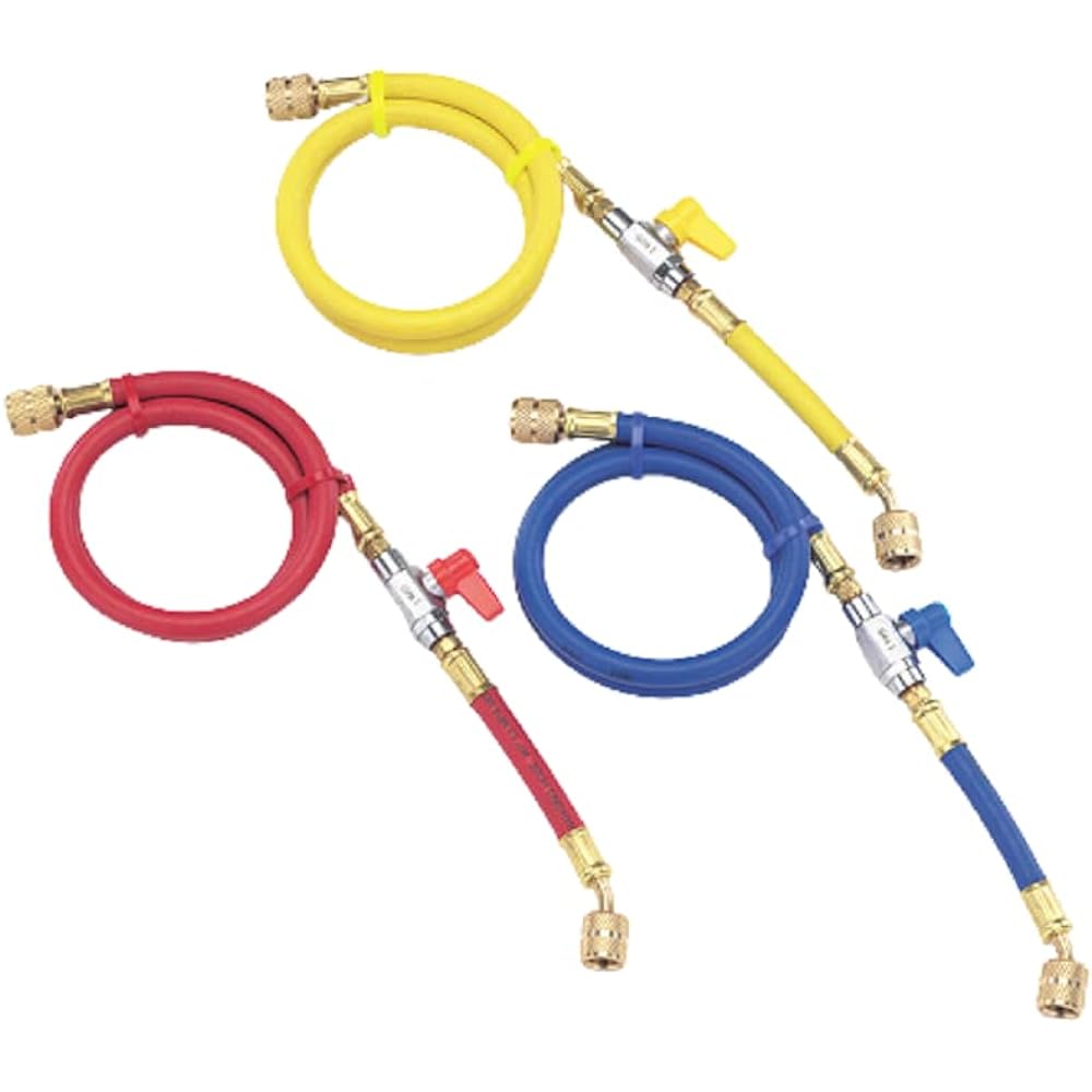 Ichinen TASCO TA133AB-3 Charge hose with valve 150cm yellow