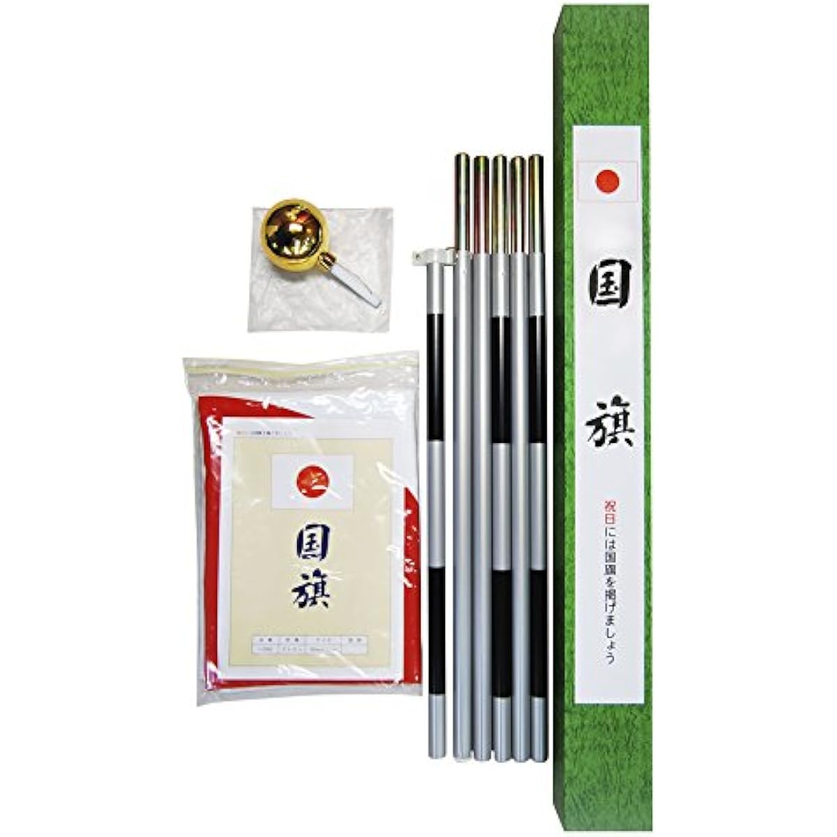 TOSPA Large Hinomaru National Flag C Set Tetron National Flag 90 x 135cm, 3m with 6 tiers assembled pole, Made in Japan, Water-repellent flag