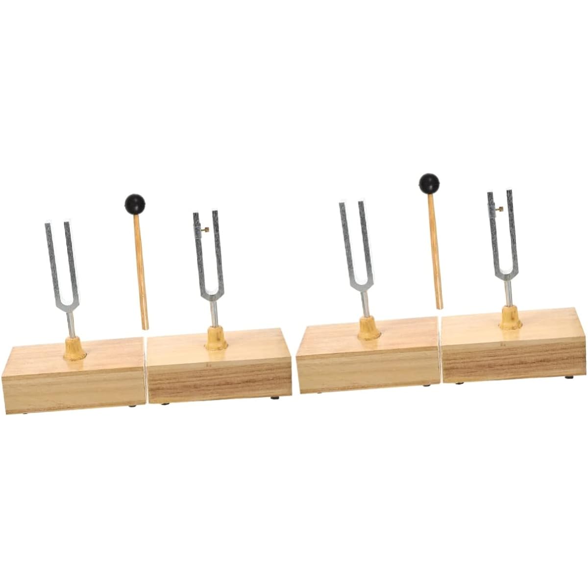 Vaguelly 2 Sets Physical & Folk Tools Er Tuning Hu Musical Instrument Props Guitar Wooden Chakra Experiment Folk Mallet Acoustic Metal Steel Hammer Healing Reliever for Violin DNA Hz