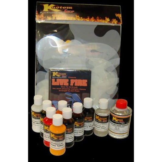 Kustom Shop Live Fire Traditional Paint 8 Colors DVD and Stencil Set