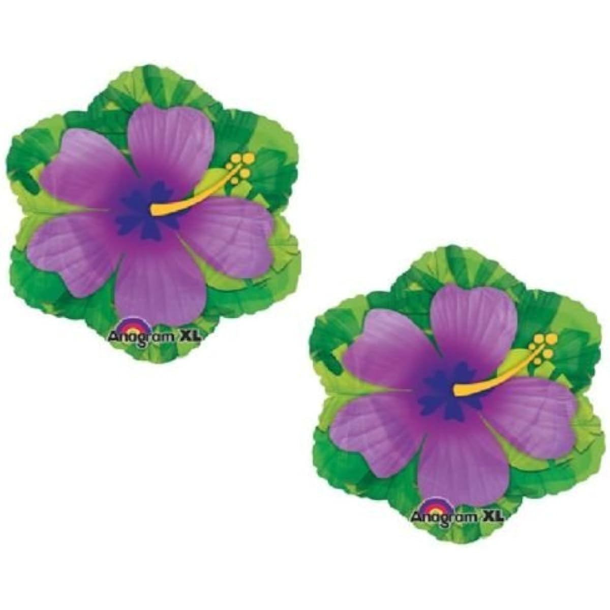 LoonBalloon Hibiscus Purple (2) 18" Flower Floral Luau Tropical Beach Mylar Party Balloons