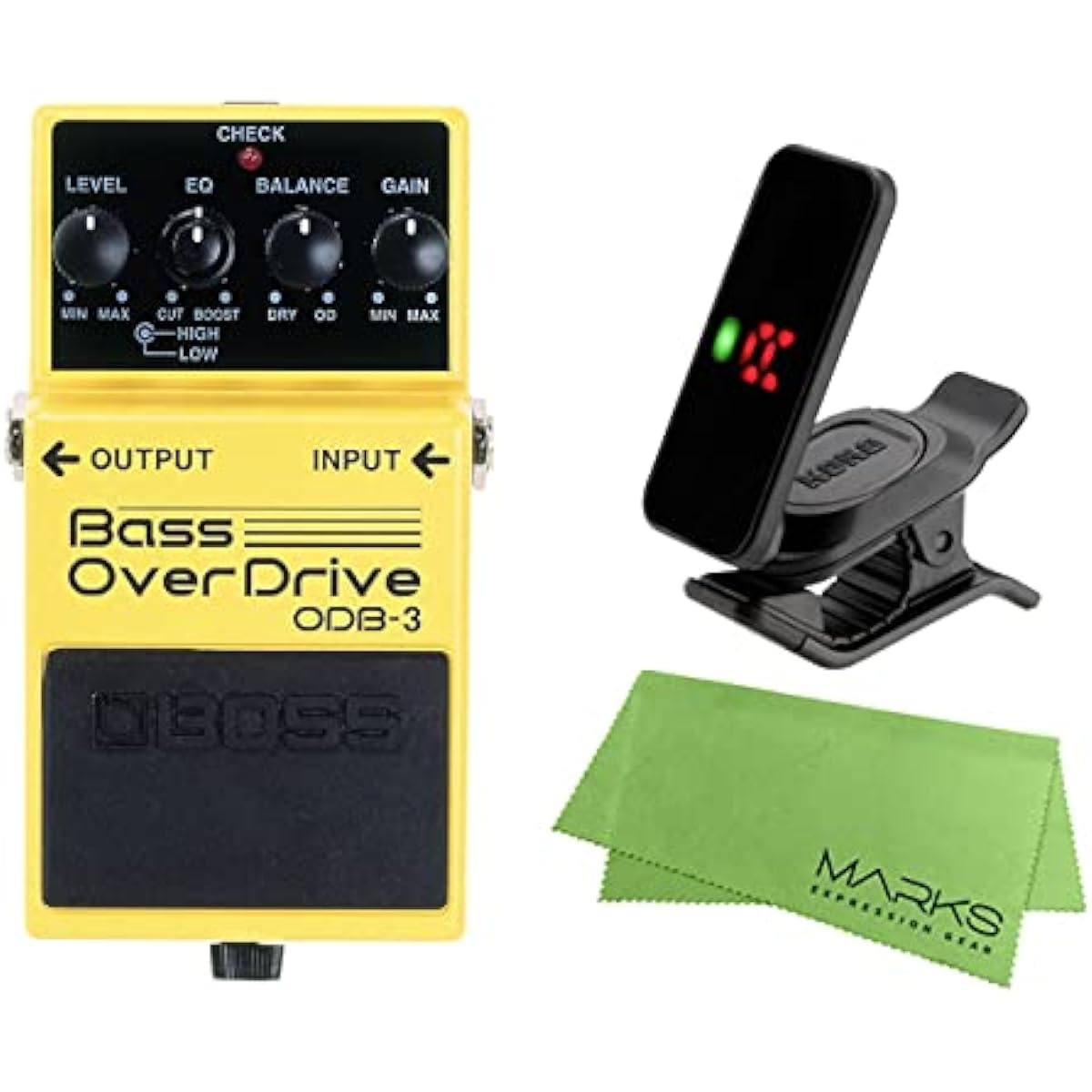 BOSS - Bass OverDrive ODB-3 + KORG Pitchclip 2 PC-2 + Mark's Original Cloth Set