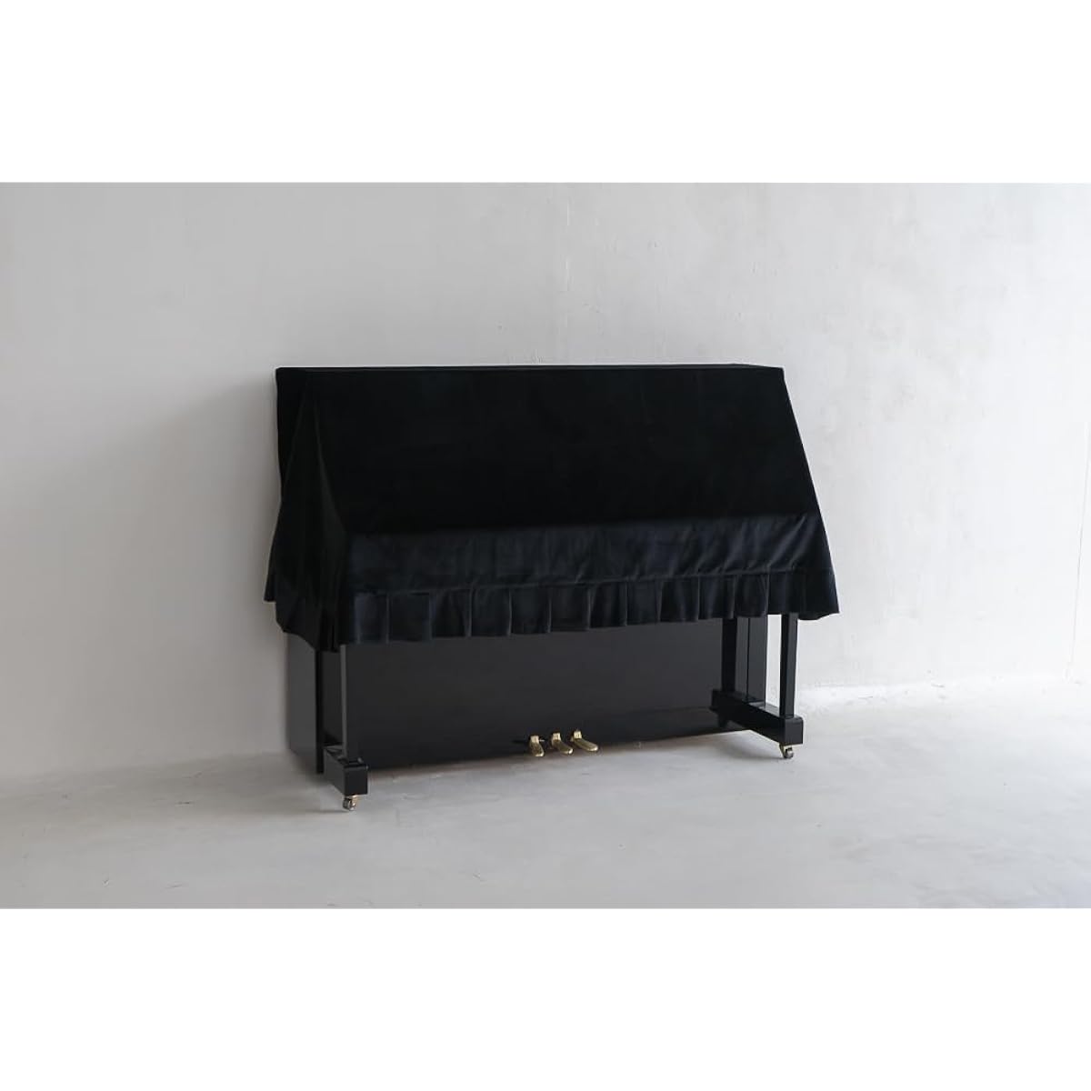 Clairevoire Classic: Premium Velvet Upright 1/2 Piano Cover | Waterproof | Handcrafted with premium velvet | Double layer design | Fits standard size upright piano (black)