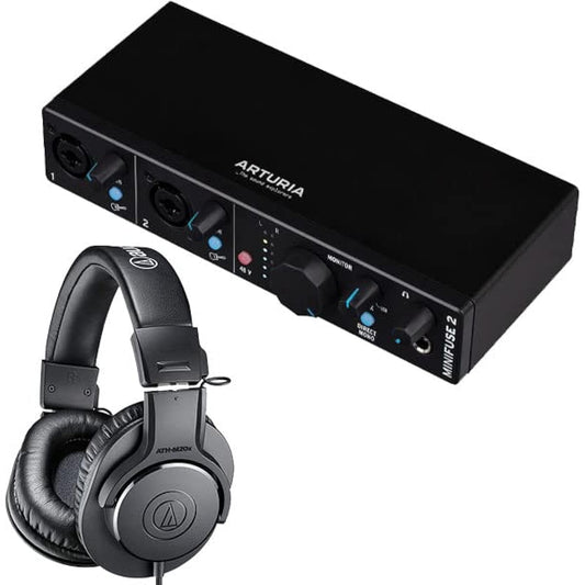 Arturia Audio Interface MiniFuse2 Black (2in2out) + Headphones ATH-M20X Set