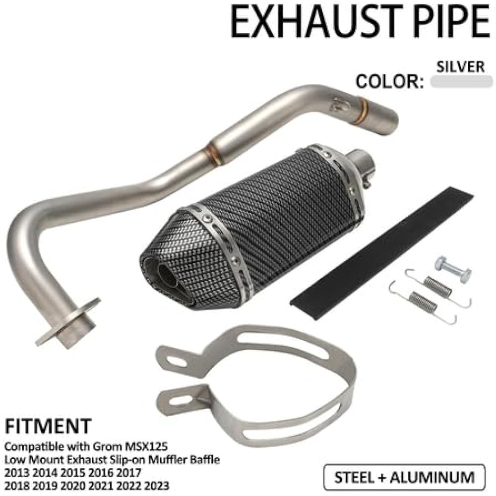 JINYAO Bike Slip-on Muffler Silencer Applicable to Grom 125 MSX125 (13-23) 38mm Exhaust Pipe Aluminum Heat Resistant