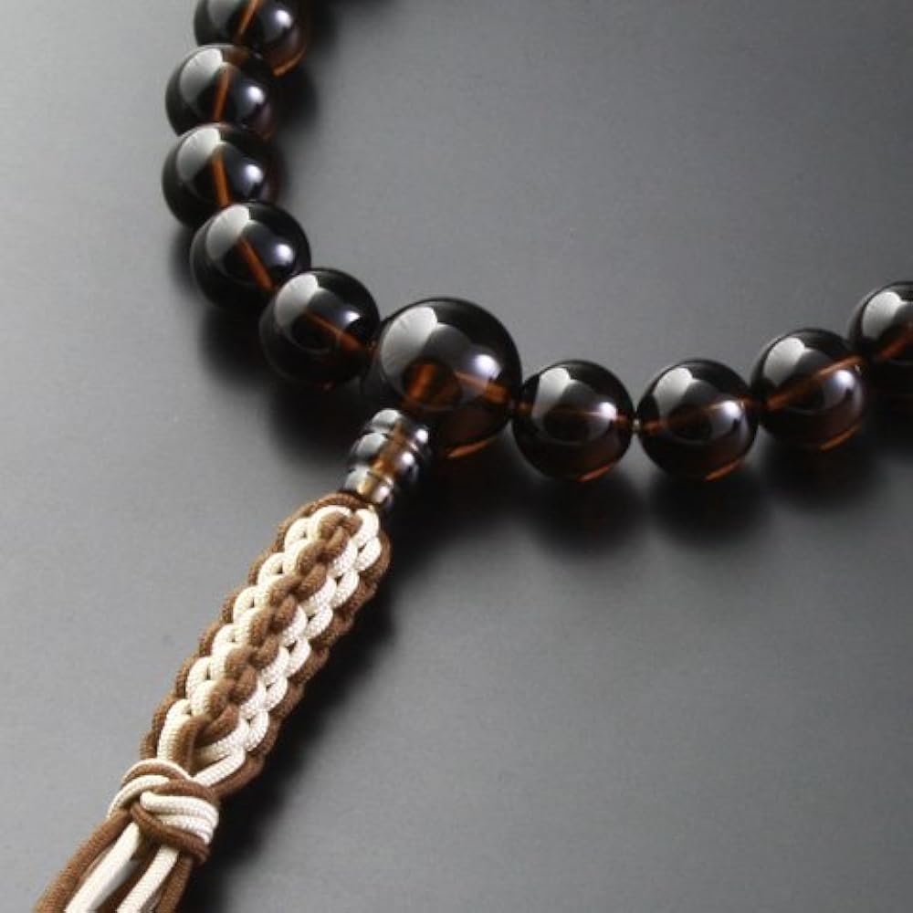 Kyoto Buddhist Altar Hayashi Prayer Beads Braided Cord Tassel Brown Crystal (for Men) Jodo Shinshu Honganji [Bead Bag Set] M-081 Kyoto Prayer Beads