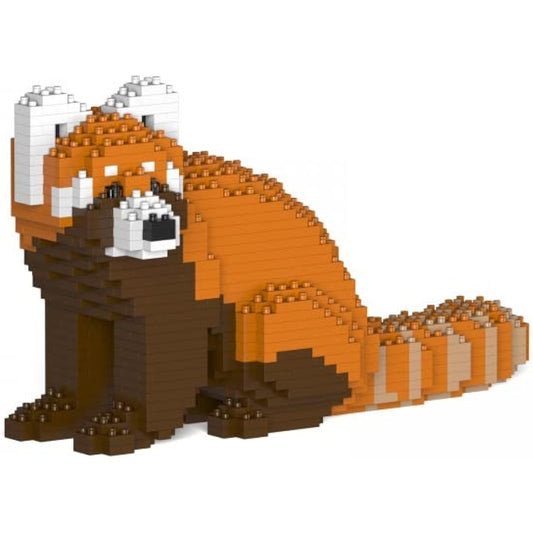 A block toy that lets you create realistic animal objects. A red panda with big round eyes. 28.8 x 11.3 x 15.4 cm (height). Sturdy blocks secured with screws. For adults. 3D puzzle. Won't fall apart. Interior accessory. JEKCA Enver Hellook