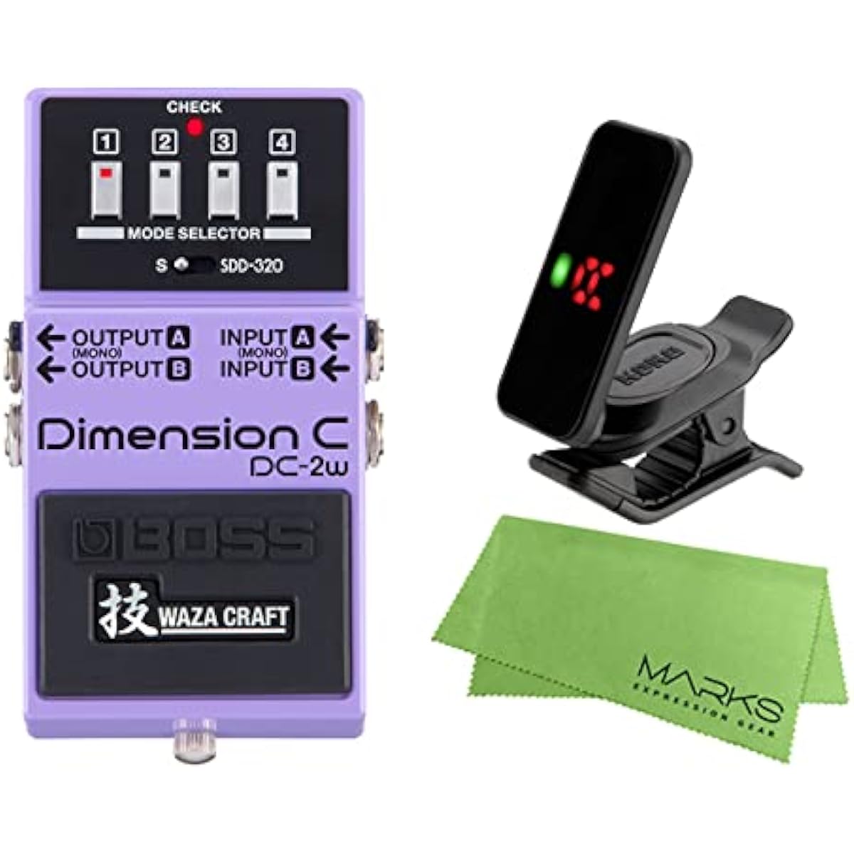 BOSS - Dimension C DC-2w + KORG Pitchclip 2 PC-2 + Marks Original Cross Set