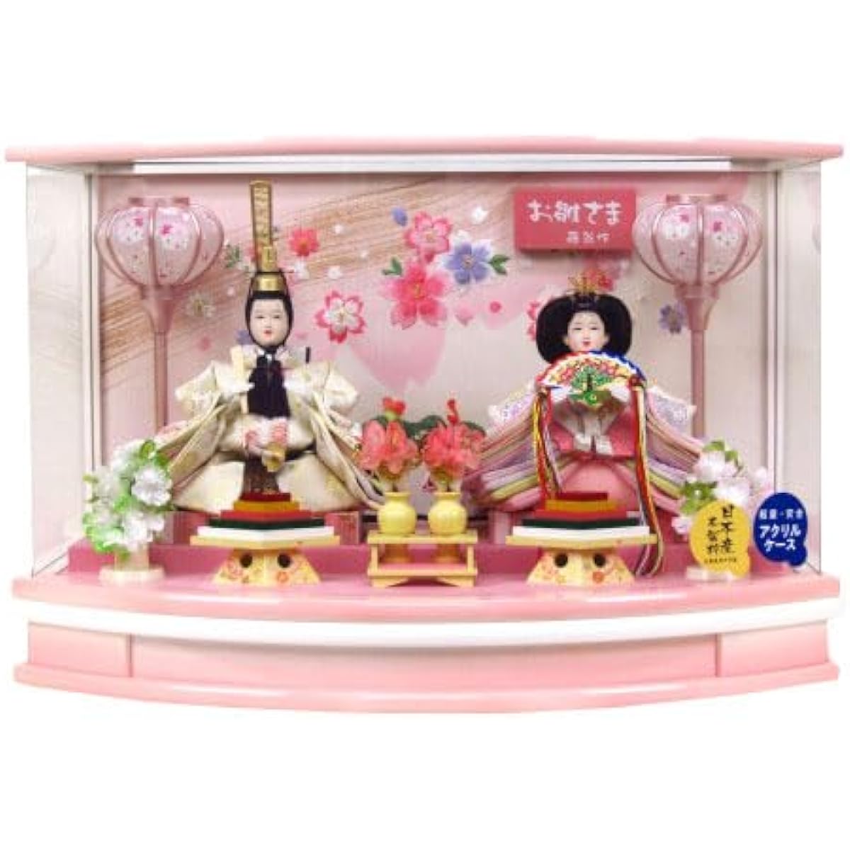 Hina dolls, acrylic case decoration, prince and princess decoration, YN1269HC, width 47 x depth 32 x height 31 cm, pink, cased, Peach Festival, Hina dolls, compact