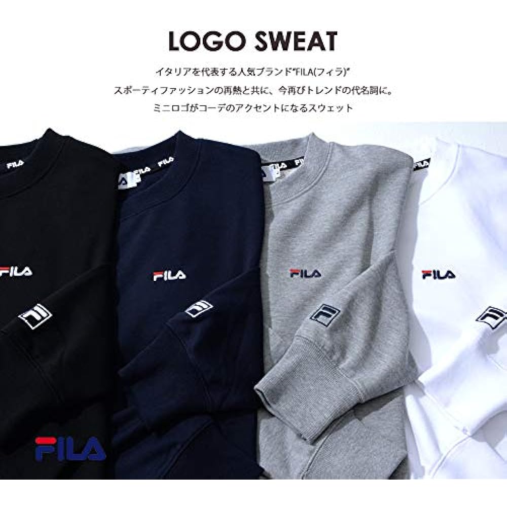 [Fila] Sweatshirt, Brushed Lining, Men's Sweatshirt, Crew Neck, Round Neck, Pullover, Long Sleeve, One Point, Logo Embroidery, Standard, Popular, Large Size, Loose, Room Wear, Tops, Korean, Spring, Autumn, Winter, Unisex FH7207