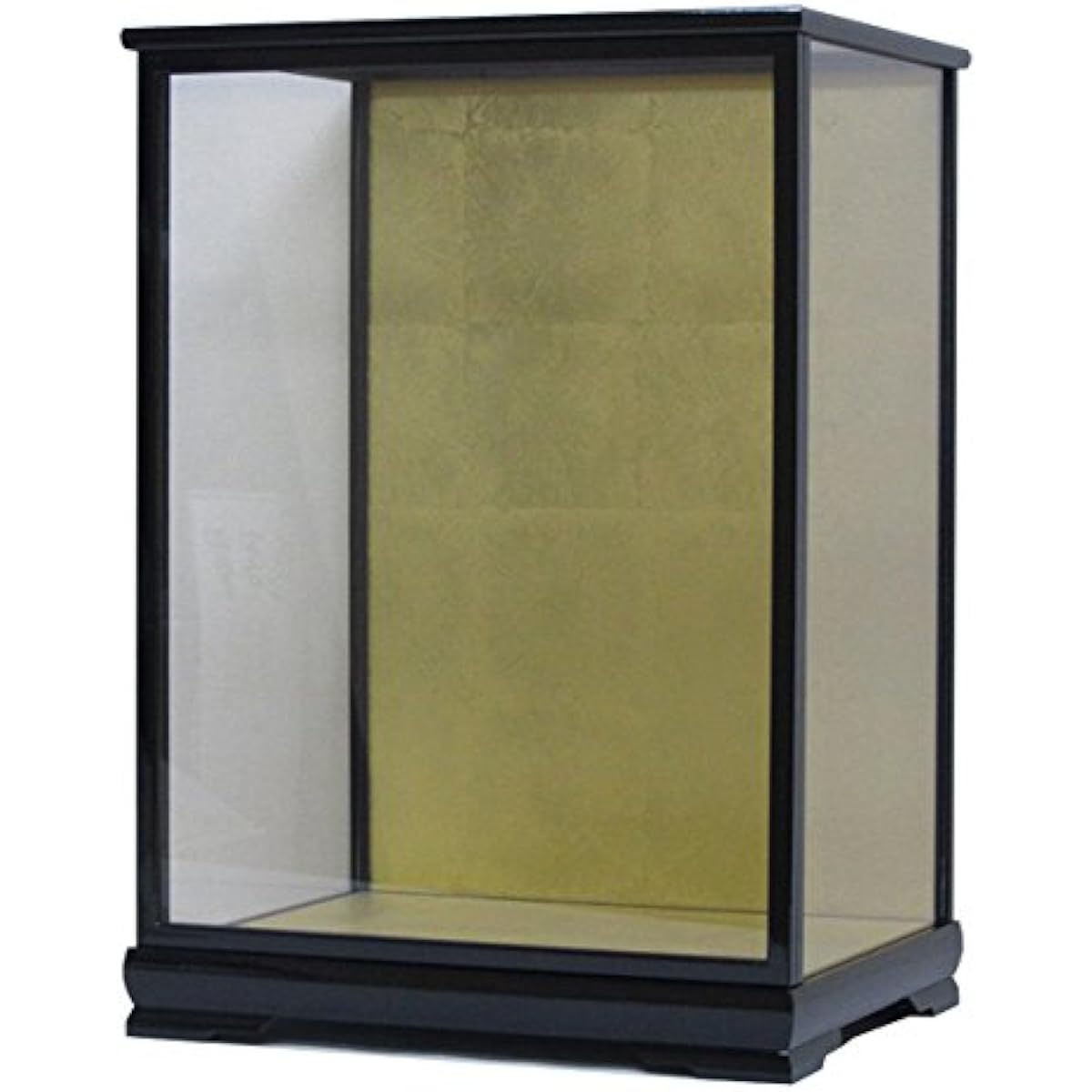 Kyoju doll case, width 38 x depth 29 x height 52 cm (inside dimensions), with legs, glass case, wooden, with door, black mulberry paint, Hakata doll, children's doll, Ichimatsu doll
