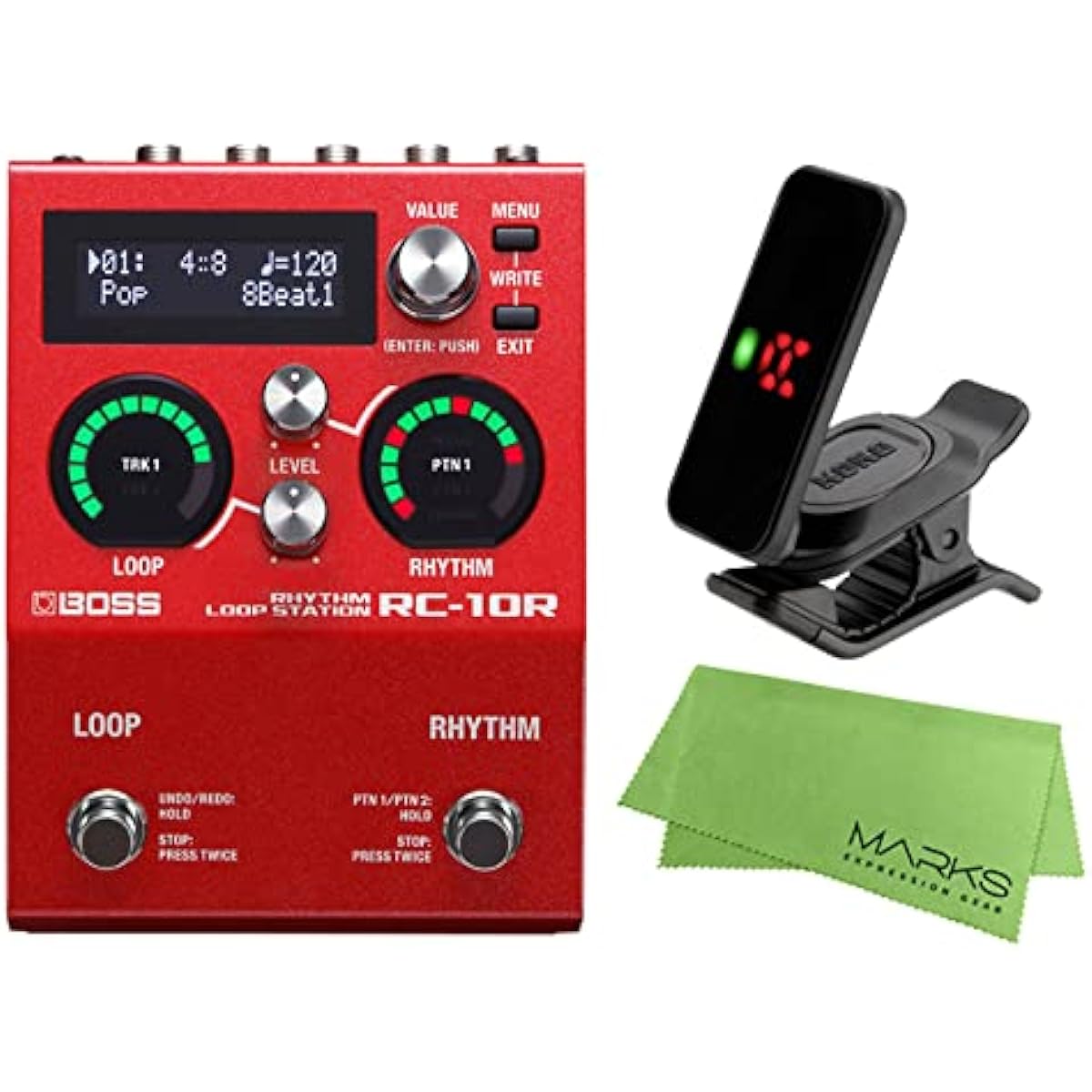 BOSS - Guitar Effector/Rhythm Loop Station RC-10R + KORG Pitchclip 2 PC-2 + Marks Original Cross Set