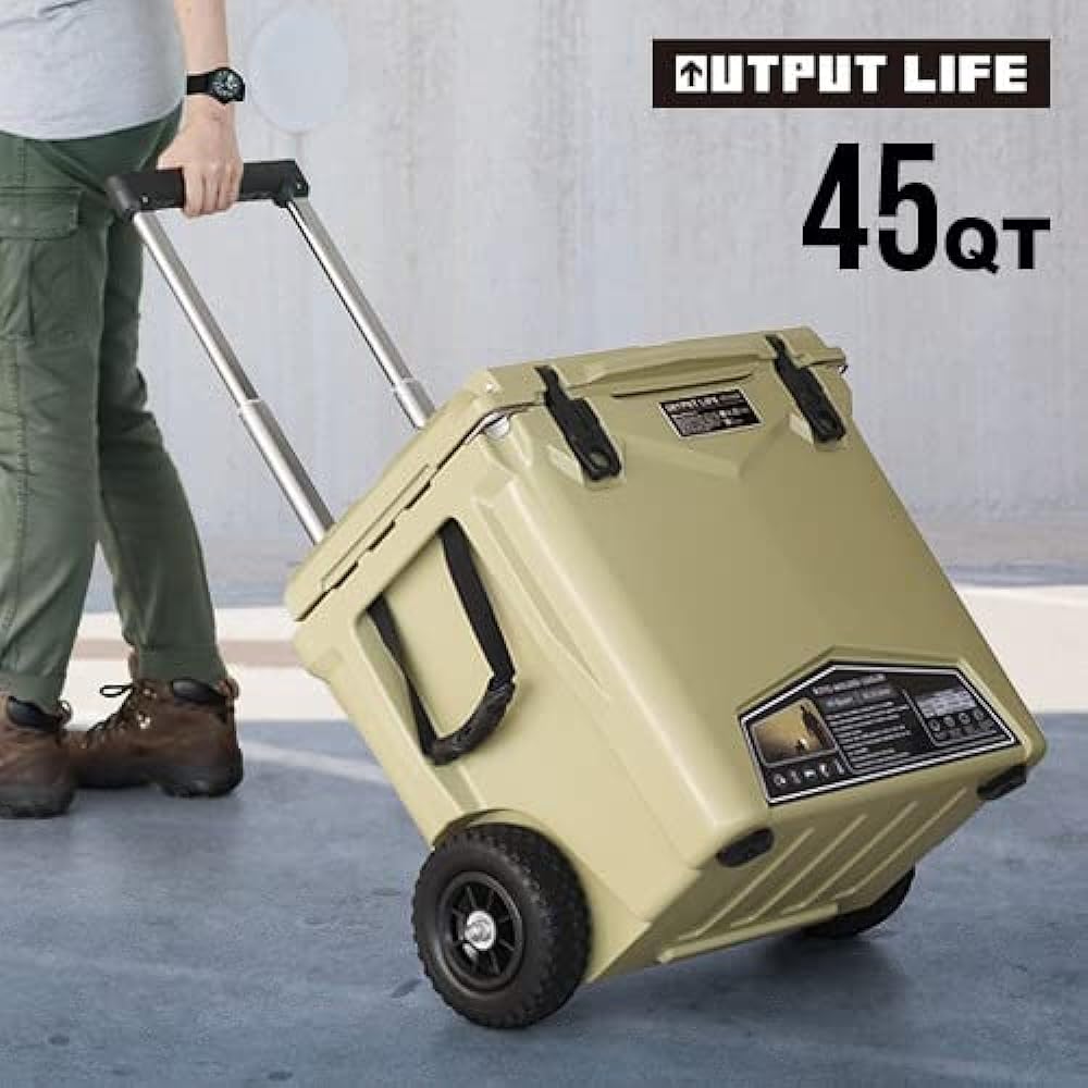 OUTPUT LIFE × Deelight iceland Cooler Box with Wheels 45QT/Approx. 42L OUTPUT LIFE × Deelight iceland Cooler Box with Wheels